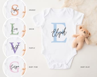 Personalised Name Baby Vest | Personalised Baby Bodysuit | Sleepsuit | Bib | Any Initial Any Name