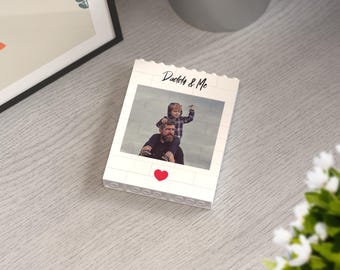 Personalised Daddy & Me <3 LEGO® Compatible Photo Block – Custom Gift for Dad, Grandad, Him – Father’s Day Building Brick Puzzle Keepsake