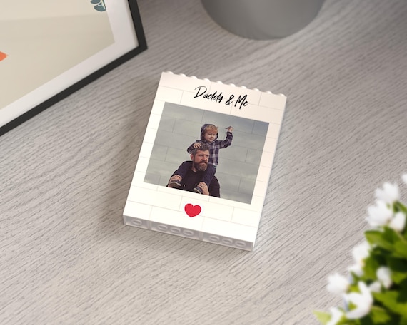 Personalised Daddy & Me <3 LEGO® Compatible Photo Block – Custom Gift for Dad, Grandad, Him – Father’s Day Building Brick Puzzle Keepsake