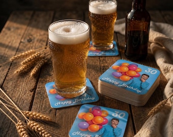 Custom Square Photo Beer Mats – Personalised Drink Coasters – Upload Your Own Picture – Wedding Birthday Pub Coasters