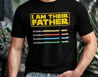 Personalized Star Wars Dad T-Shirt: 'I Am Their Father' Lightsaber Tee