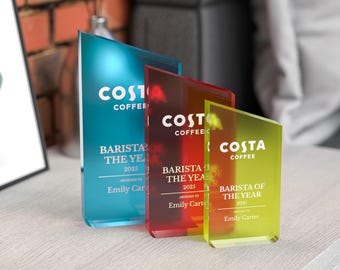 Custom Frosted Award Trophy - Any Text + 7 Colour Options
