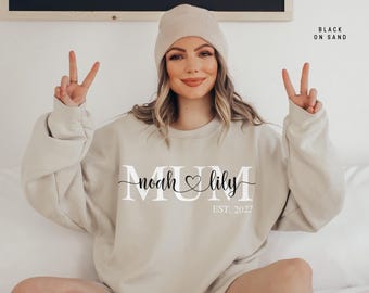 Custom Mum/Mom Sweatshirt with Kids Names, Personalised Jumper, Mum Monogram, EST. Year Crewneck, Mother’s Day Gift