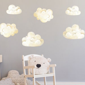 Puffy Cloud Decals 6-pack Above Bed for Kids. Clouds Wall Decals. Clouds Nursery Stickers. Playroom Wall Decor. Clouds Wall Art Mural