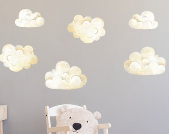 Puffy Cloud Decals 6-pack Above Bed for Kids. Clouds Wall Decals. Clouds Nursery Stickers. Playroom Wall Decor. Clouds Wall Art Mural