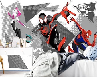 Papier peint Spiderman amovible pour chambre d'ado, papier peint super-héros pour chambre d'enfant, décoration murale super-héros Spiderman sans PVC