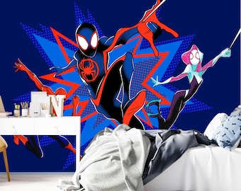 Superhero Spiderman Wallpaper for Boys Bedroom, Spiderman Accent Wallpaper for Kids PVC Free, Spiderman Comics Wall Mural Peel and Stick