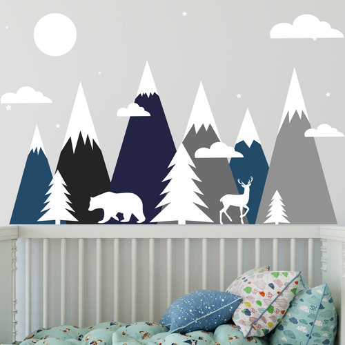 Removable Mountain Wall Decal / Peel and Stick Wall Mural / - Etsy