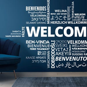 Large Welcome in Different Languages Teamwork Decal,  Сustomizable Words Sign Vinyl Sticker, Wall Decal Motivational Art Office Wall Decor