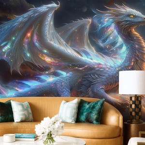 Magical Dragon Wallpaper Peel and Stick, Fairy Dragon Animal Wall Mural ...