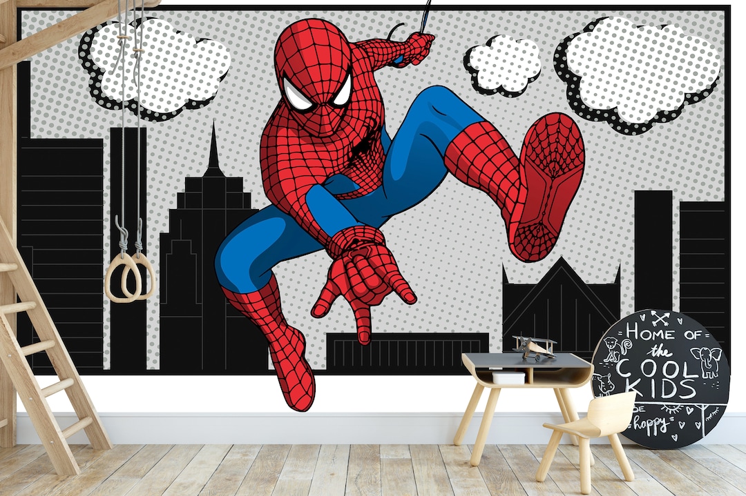 Spiderman Wallpaper Peel and Stick Boys Bedroom, Superhero Mural Kids ...