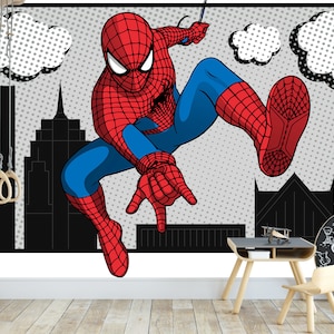 Spiderman Wallpaper Peel and Stick Boys Bedroom, Superhero Mural Kids Playroom, Spiderman Wallpaper  For Boy Room, Nursery Wall Mural