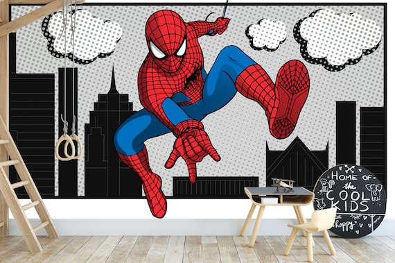 Cartoon Spider Man Wearing Wall Background Wall Sticker Cartoon Spider Man Wearing Wall Background Wall Sticker