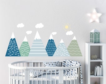 Mountain Wall Decal Kids. Adventure Wall Decal Nursery. Woodland Nursery Boys Room Decal. Large Mountain Mural. Mountain Sticker Bedroom FS4