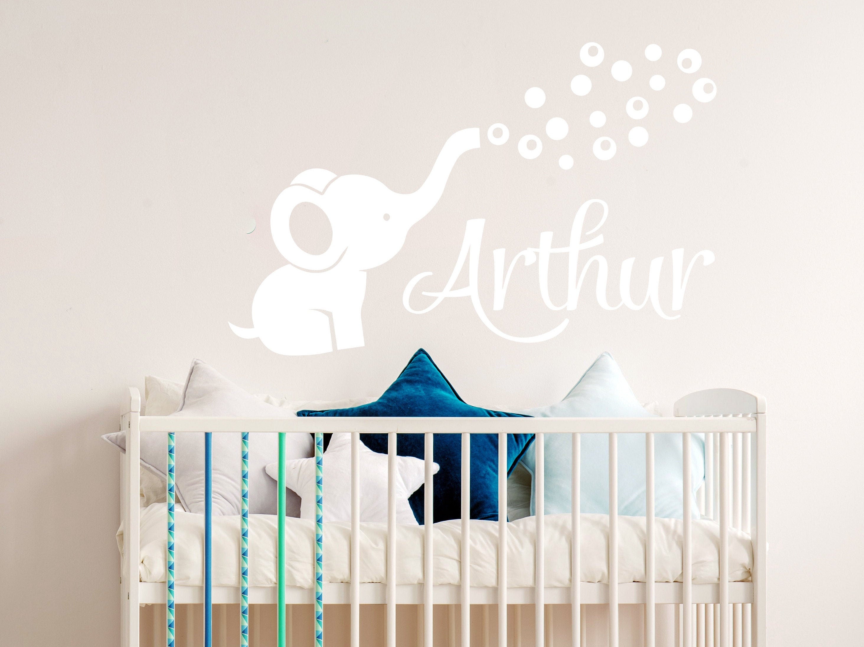 Elephant Name Decal. Nursery Boys Decals. Custom Name Decal Etsy