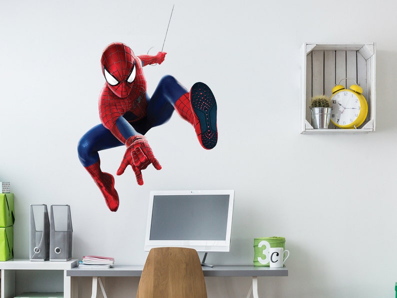 spiderman wall stickers for boys room decor nursery wall etsy
