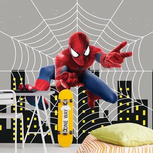 Spiderman Wallpaper Peel and Stick Children Room, SpiderMan Wallpaper for Boy&#39;s Room, Spiderman Wall Mural, PVC Free Wall Decor for Nursery
