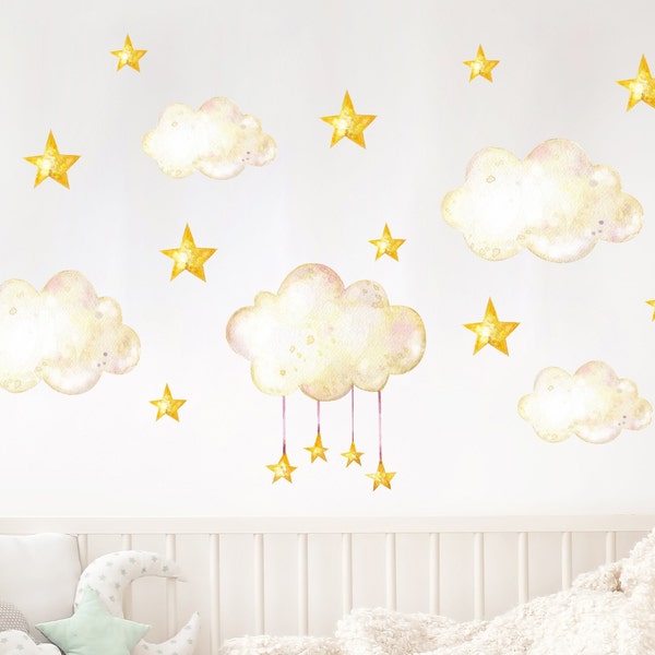 Wall Stickers Clouds and Stars Etsy