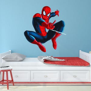 Superhero Spiderman Wall Sticker for Boys Room, Superhero Wall Art, Removable Mural Decal, Kids Bedroom Decor, Custom Wall Decal