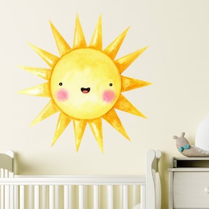 Kids Sun Decal. Colorful Sun for Above Bed. Sun Nursery Decor. Sun Toddler Watercolour Room Wall Stickers. Playroom Sunshine Wall Art ds136