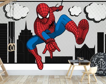 Spiderman Wallpaper Peel and Stick Boys Bedroom, Superhero Mural Kids Playroom, Spiderman Wallpaper  For Boy Room, Nursery Wall Mural