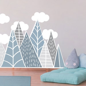 Mountains Wall Decal for Nursery. Adventure Wall Decal Mural. Woodland Baby Room Decal. Large Mountain. Mountain Sticker Bedroom ds64