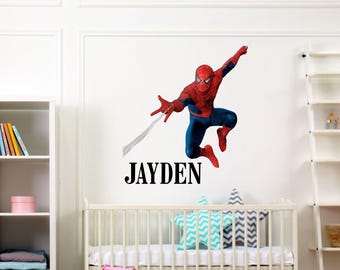 Spiderman Custom Boy Name Decal Above Bed for Nursery Personalized Name Baby Room Decor Superhero Playroom Decal. Spiderman Sticker