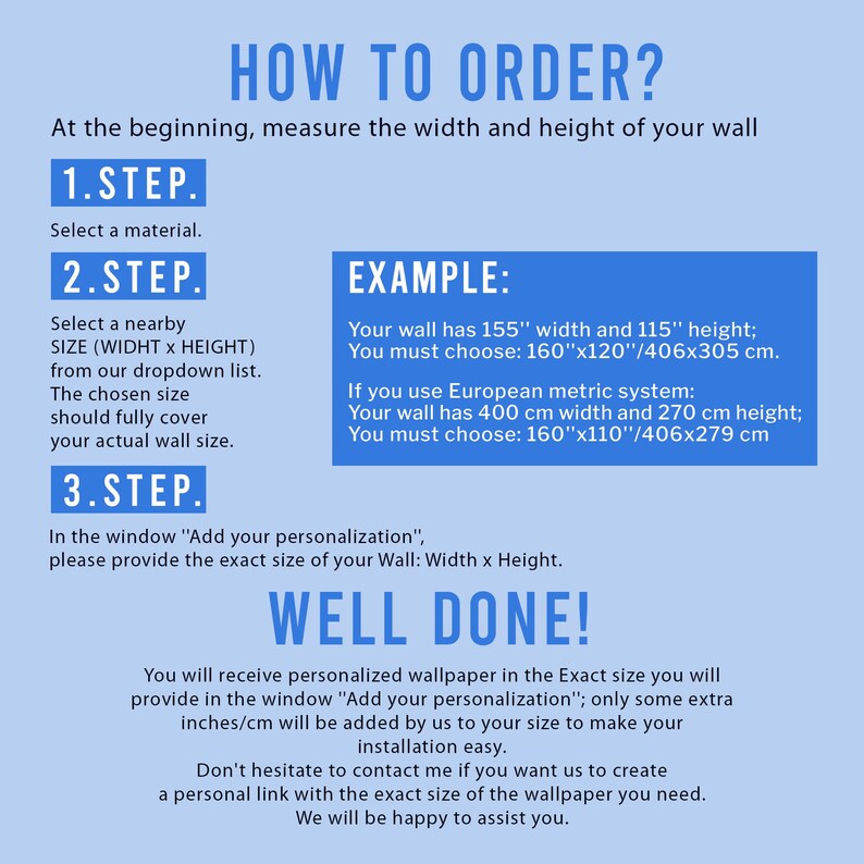 a blue poster with instructions on how to order