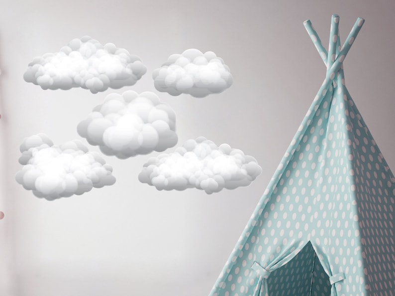 Puffy Cloud Wall Decals. Set of 5 Clouds. Nursery Wall Etsy