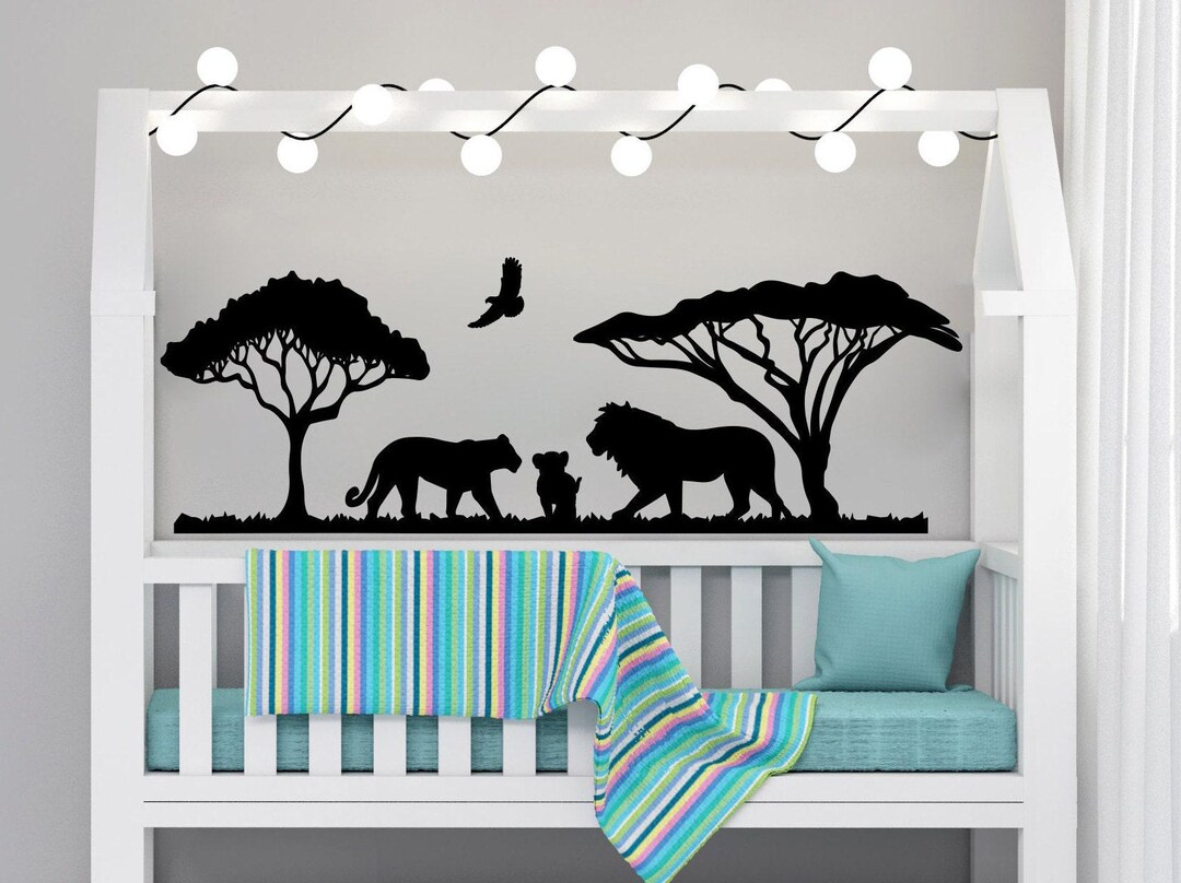 Lion Family Decor for Wall - African Nursery Decal - Sticker Safari Art ...