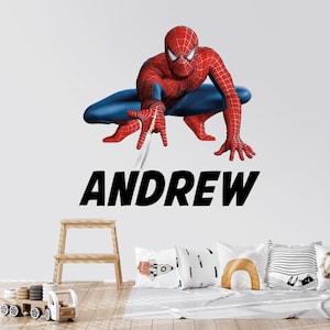 Superhero Custom Name Decal, Above Bed for Boys, Personalized Name Kids Room Decor, Spiderman Nursery Decal, Superhero Sticker Wall Decal