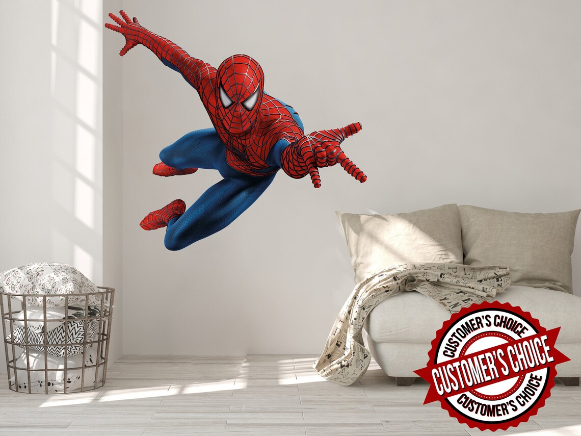 Superhero Spiderman Wall Stickers for Boys Room Decor. Nursery Etsy