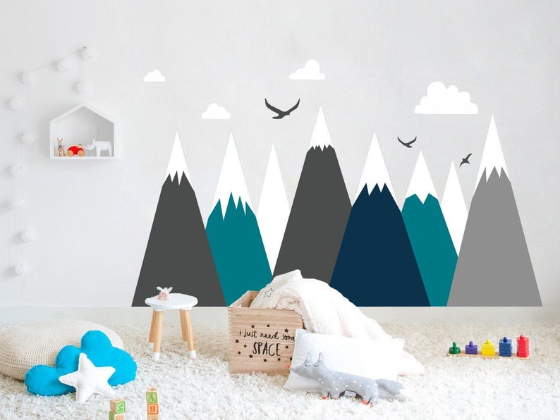 Mountains Wall Decal for Kids Room Decor. Adventure Nursery | Etsy