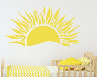 Art mural soleil, stickers soleil, chambre de bébé soleil au-dessus du lit de bébé, sticker soleil soleil pour chambre d'enfant, décoration de salle de jeux soleil, décoration soleil de chambre d'enfant