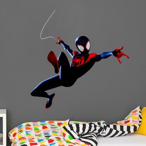 Miles Morales Wall Stickers for Boys Room Decor, Superhero Spiderman Nursery Wall Decal, Spiderman Wall Decal, Movie 3D Print Wall Art
