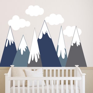 Mountains Nursery Wall Decal. Adventure Wall Art Mural. Woodland Baby Room Decal. Large Mountain Decoration. Mountain Sticker Bedroom ds66