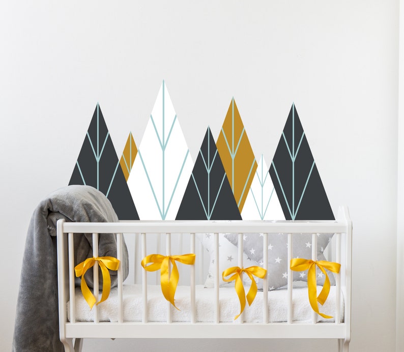 Mountain Wall Decals / Geometric Mountain Wall Decals / Wall Etsy