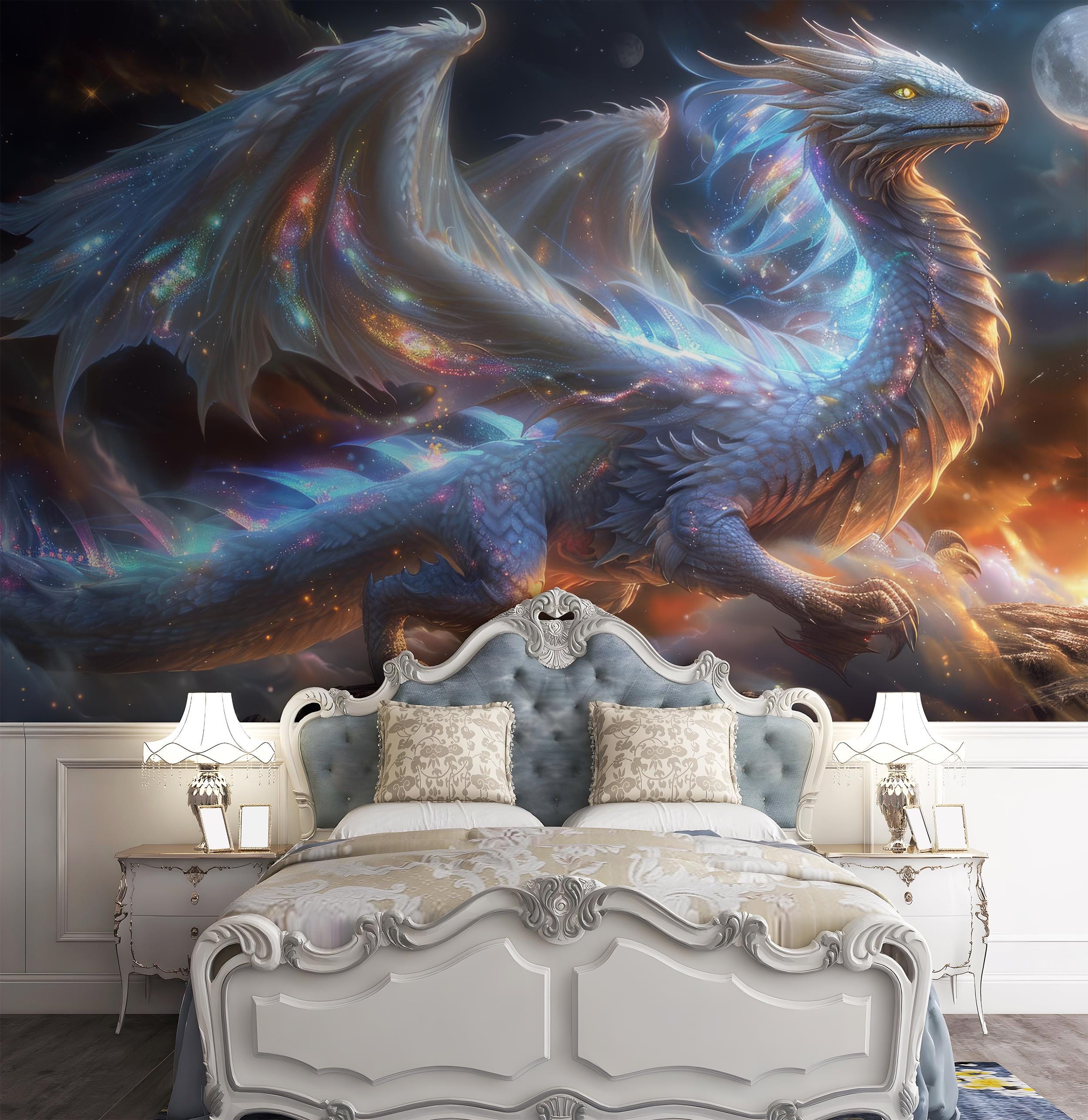 Magical Dragon Wallpaper Peel and Stick, Fairy Dragon Animal Wall Mural ...