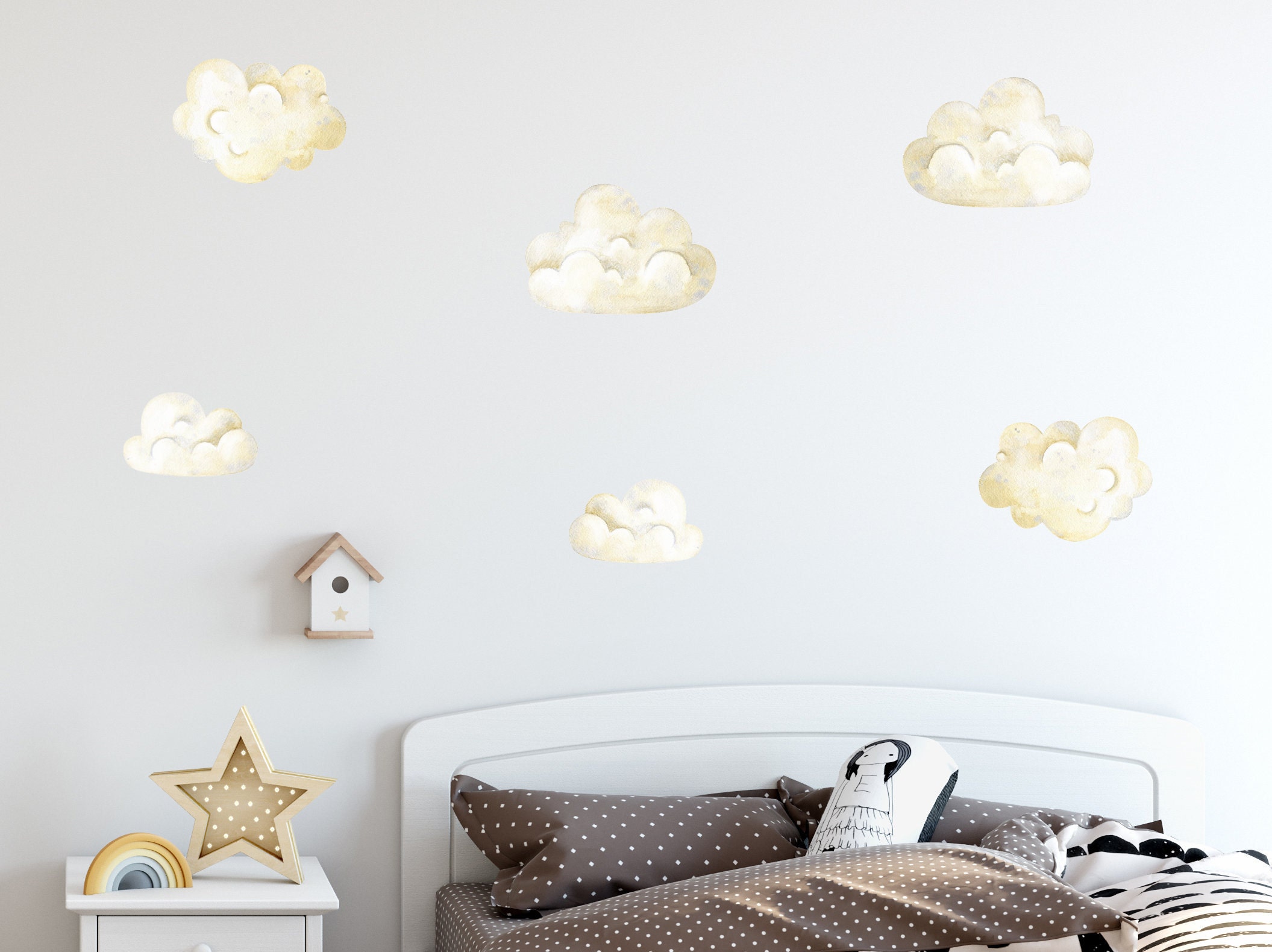 Puffy Cloud Decals Above Bed for Kids. Clouds Wall Decals. Etsy