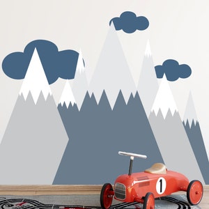 Mountains Wall Stickers Mural. Adventure Wall Nursery Decor. Woodland Baby Room. Large Mountain Decoration. Mountain Sticker Bedroom ds67