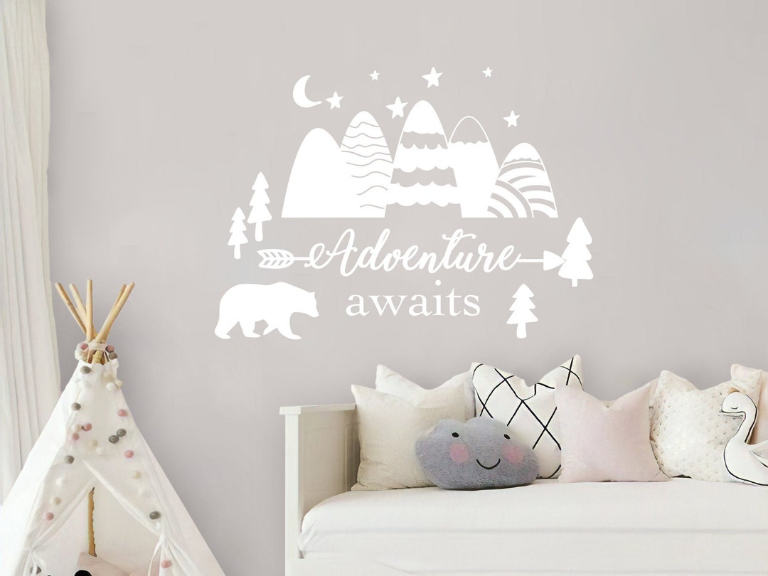 Adventure Awaits Wall Quote Nursery Decal - Kids Room Quote Stickers ...