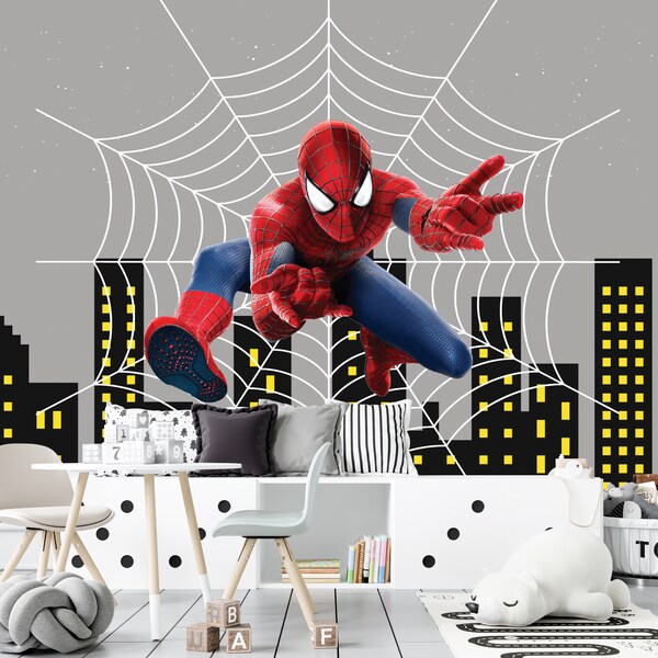 Spiderman Wallpaper Peel and Stick Children Room, SpiderMan Wallpaper for Boy's Room, Spiderman Wall Mural, PVC Free Wall Decor for Nursery