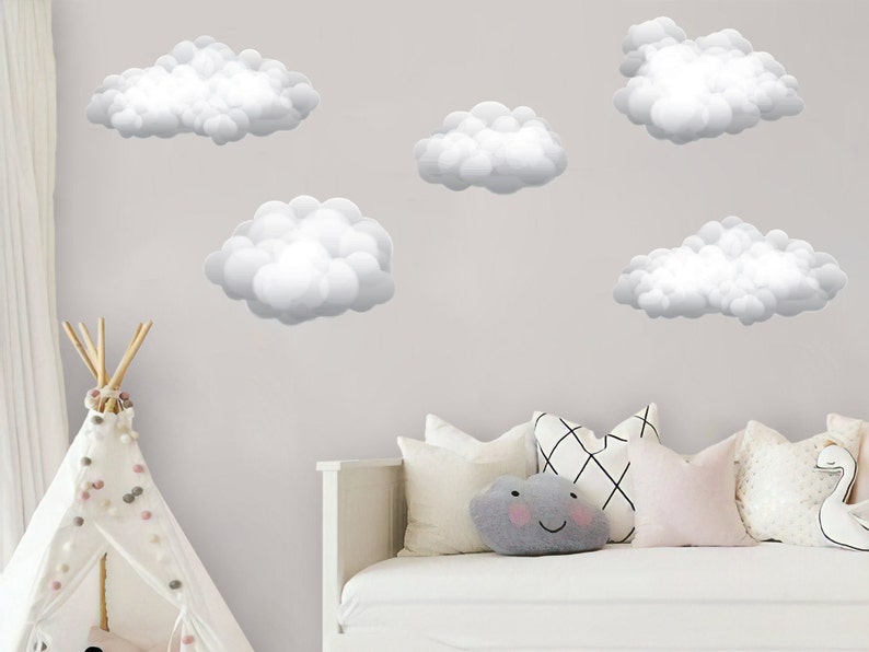 Puffy Cloud Wall Decals. Set of 5 Clouds. Nursery Wall Etsy