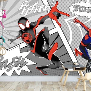 Wallpaper Spiderman Peel And Stick, Kids Room Wall Mural, Removable Spiderman Wallpaper Boys Bedroom, Superhero Wall Decoration