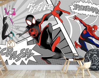 Fondo de pantalla Spiderman Peel and Stick, Mural de pared de la habitación para niños, Spiderman extraíble Fondo de pantalla Dormitorio de los niños, Decoración de la pared del superhéroe