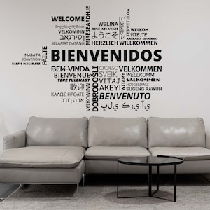 BIG OFFICE Wall Vinyl Decal Welcome Office Wall Decal Languages Decal Hotel Decal School Wall Decal Welcome Office Decor Hallway Wall Decal