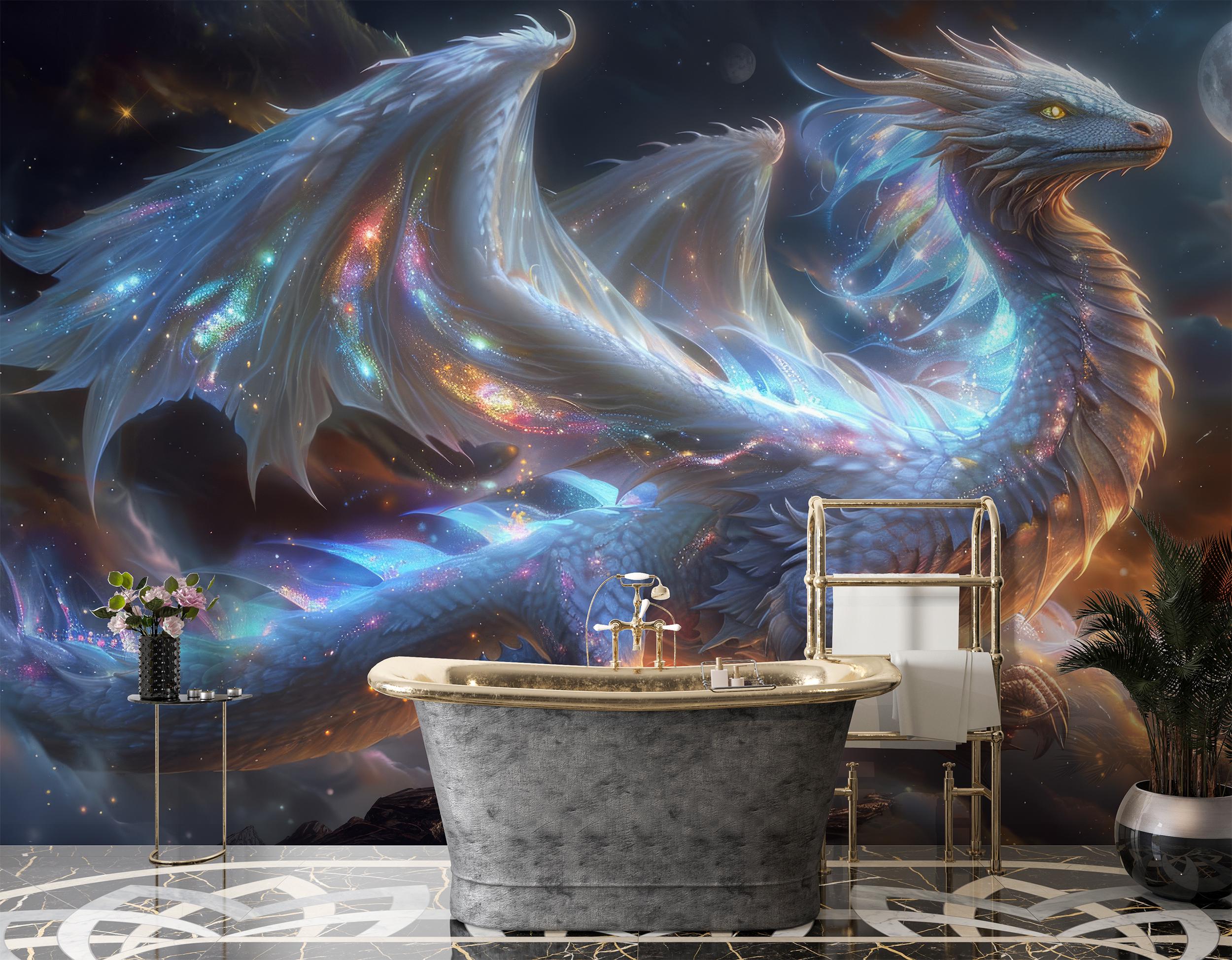 Magical Dragon Wallpaper Peel and Stick, Fairy Dragon Animal Wall Mural ...