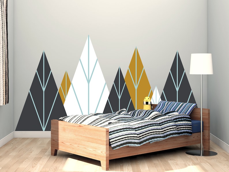 Mountain Wall Decals / Geometric Mountain Wall Decals / Wall Etsy