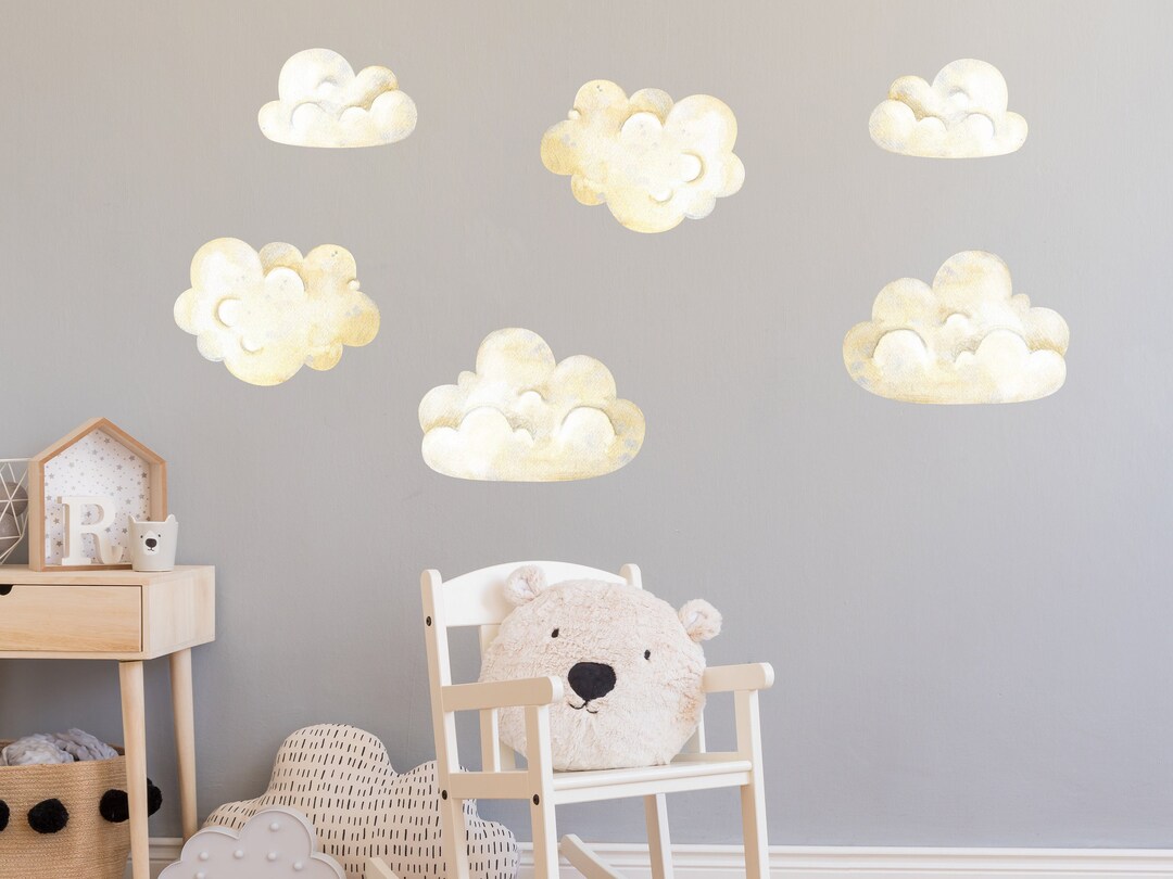 Puffy Cloud Decals Above Bed for Kids. Clouds Wall Decals. Etsy