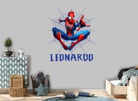 Spiderman Name Decal Kids Room Decor, Personalised Wall Name Sticker Above Bed for Teen Bedroom, Wall Mural Web Superhero Spider-Man